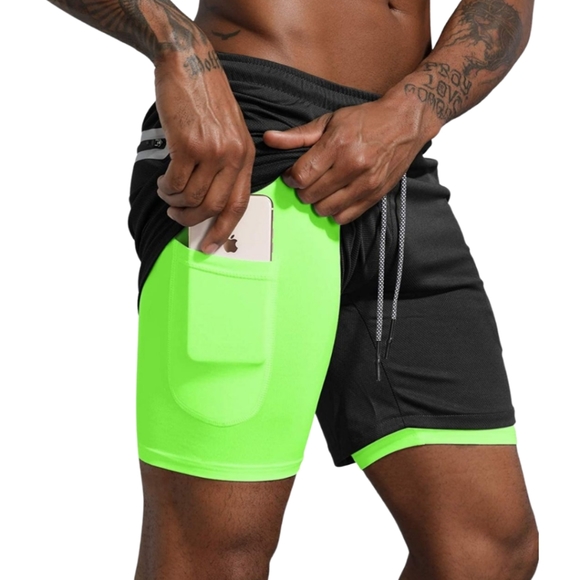Leidowei Other - Mens Big and Tall 2 in 1 Running Shorts